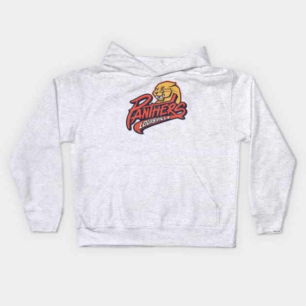 Defunct Louisville Panthers Hockey Team Kids Hoodie by Defunctland